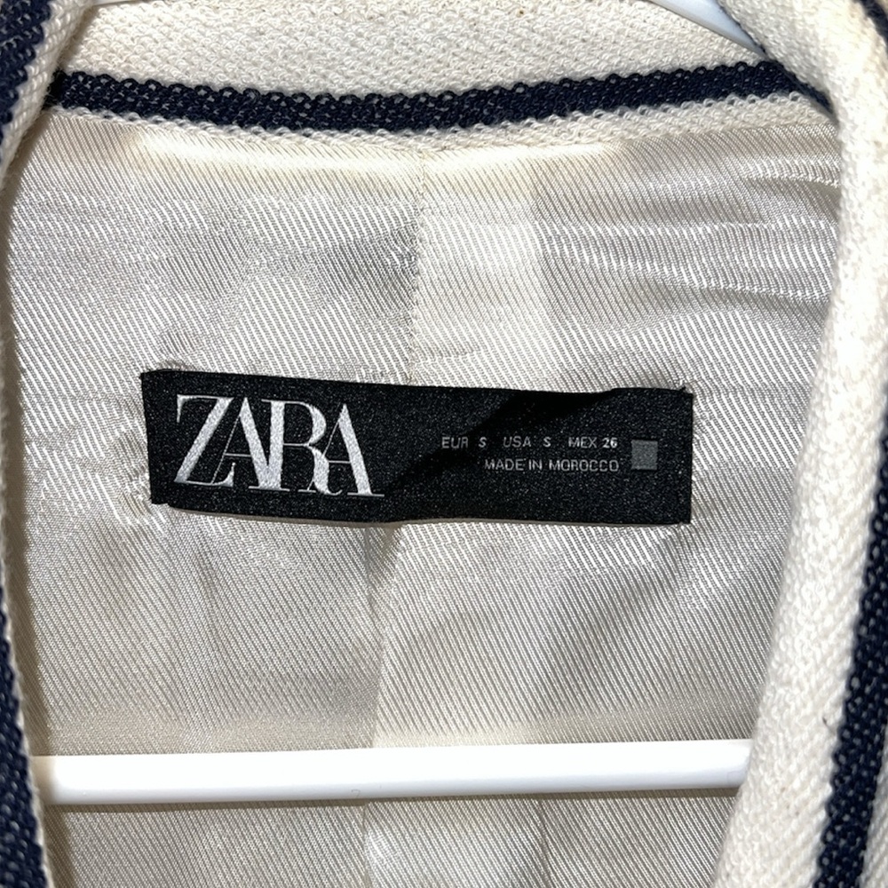 Zara Navy and White Striped Blazer with Gold Buttons - Picture 3 of 3